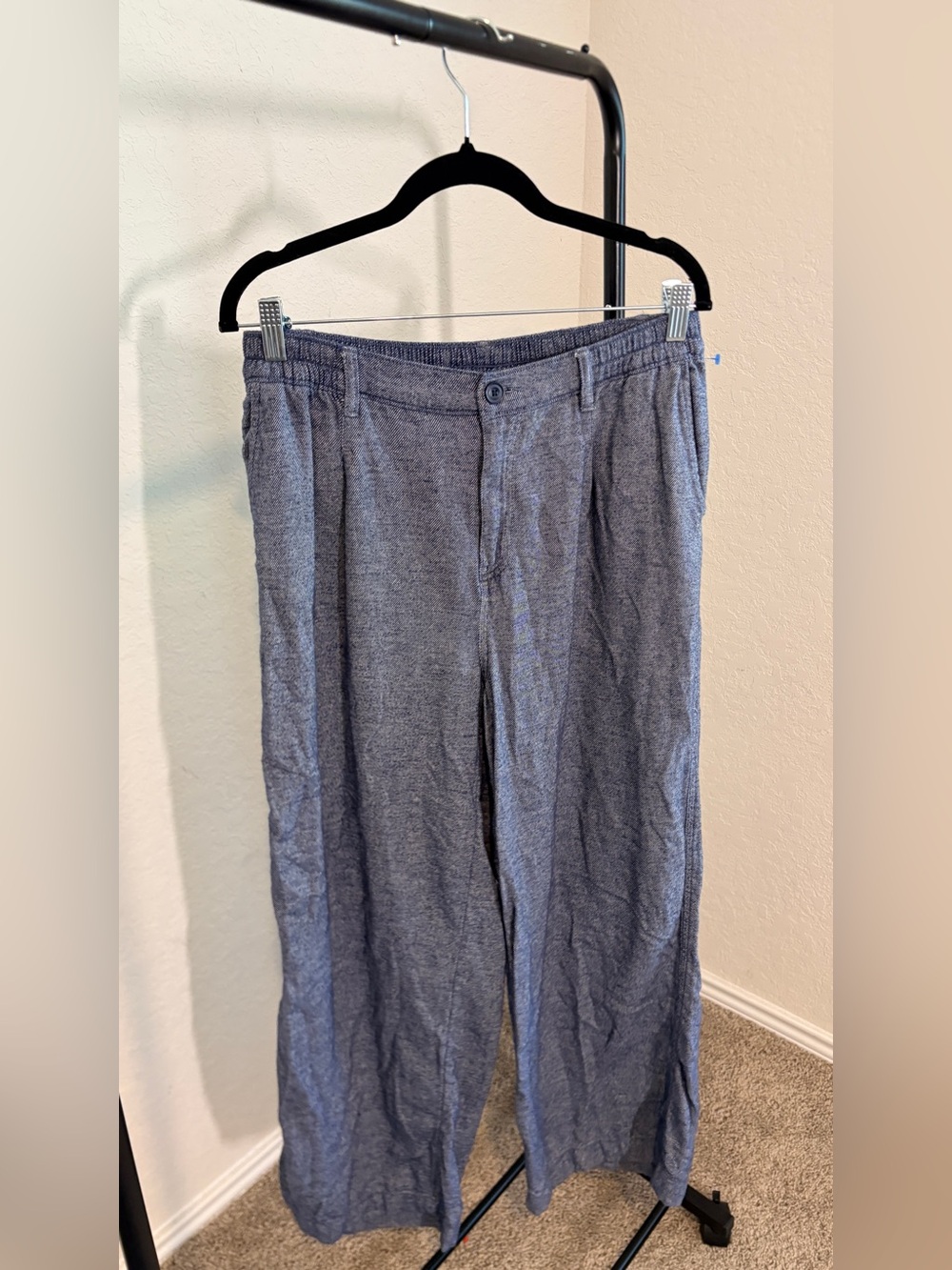 aerie 100% Cotton Wide-Leg Pants in Heather Blue